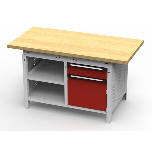 OTTOKIND Werkbank - bündige Arbeitsplatte - 850 x 1.150 x 750 mm (HxBxT) - 1 Schublade - Schrank - 2 Ablageböden - lichtgrau