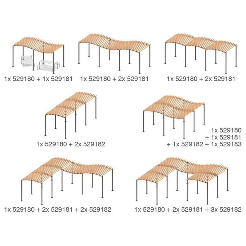 Pergola Grundmodell, Kiefer druckimprägniert Klasse 4, Stahlrohr 80x80 mm, 2.910 x 2.520 x 3.020 mm (HxBxT) fvz, beschichtet, Farbe Enzianblau