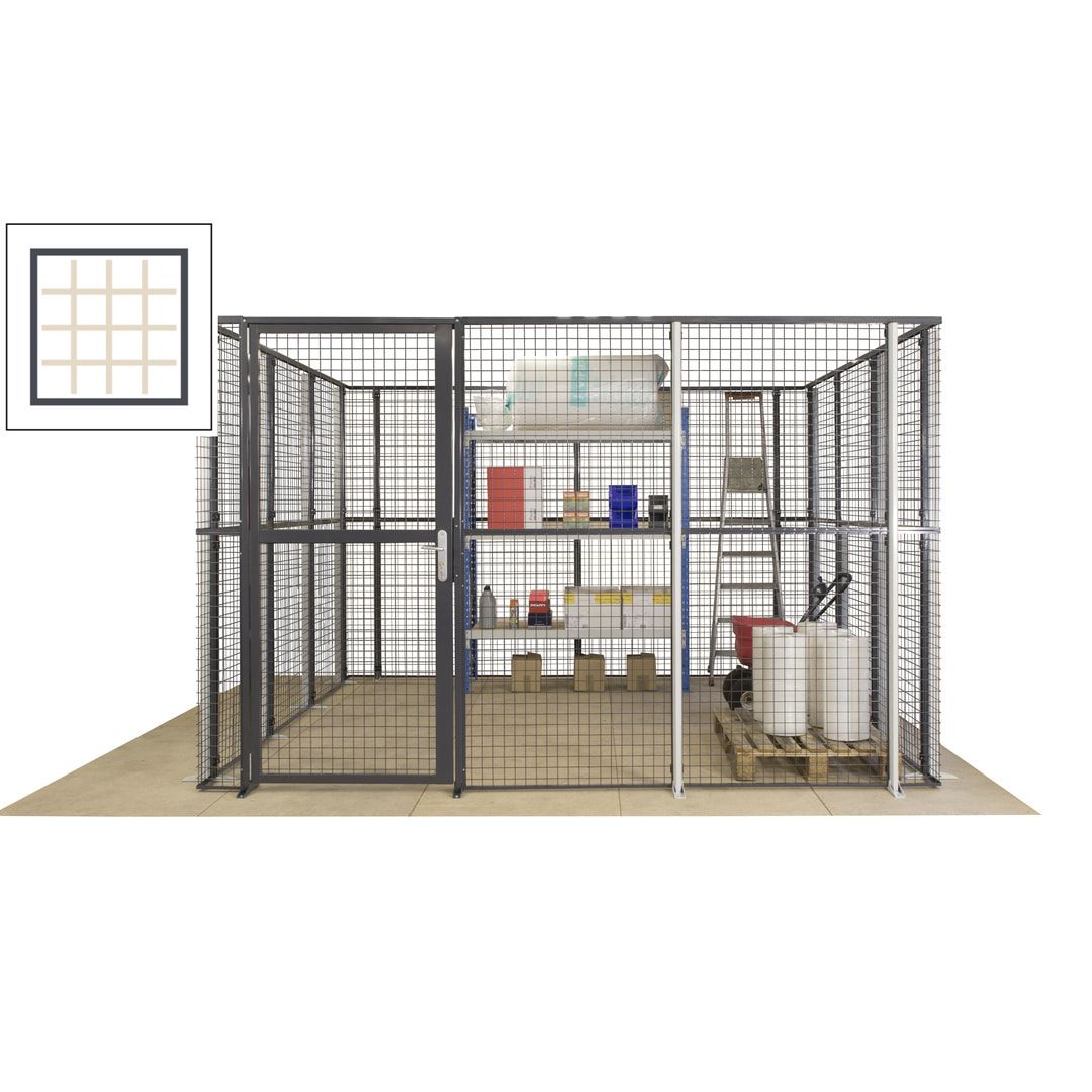 Maschinen Schutzgitter - Hallentrennwand - Sicherheitszaun - Tür - 108 m - 2.200 x 33.400 x 21.400 mm (HxBxT) - enzianblau