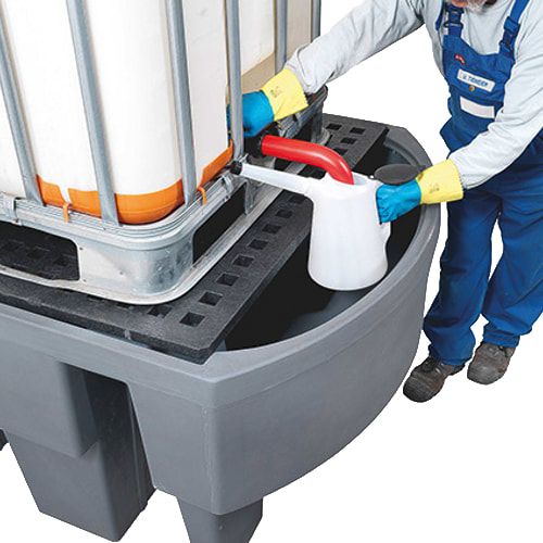 PE - Auffangwanne IBC/KTC - mit Abfüllbereich - 1.280 x 1.910 x 860 mm (BxTxH) - Vol. 1.000 l