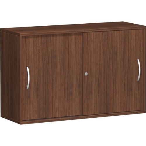 Anstell-Schiebetürenschrank, Holz, 2 Ordnerhöhen, Einlegeboden, Stellfüße, 720 x 1.000 x 425 mm (HxBxT), Frontfarbe Ahorn, Korpusfarbe Ahorn