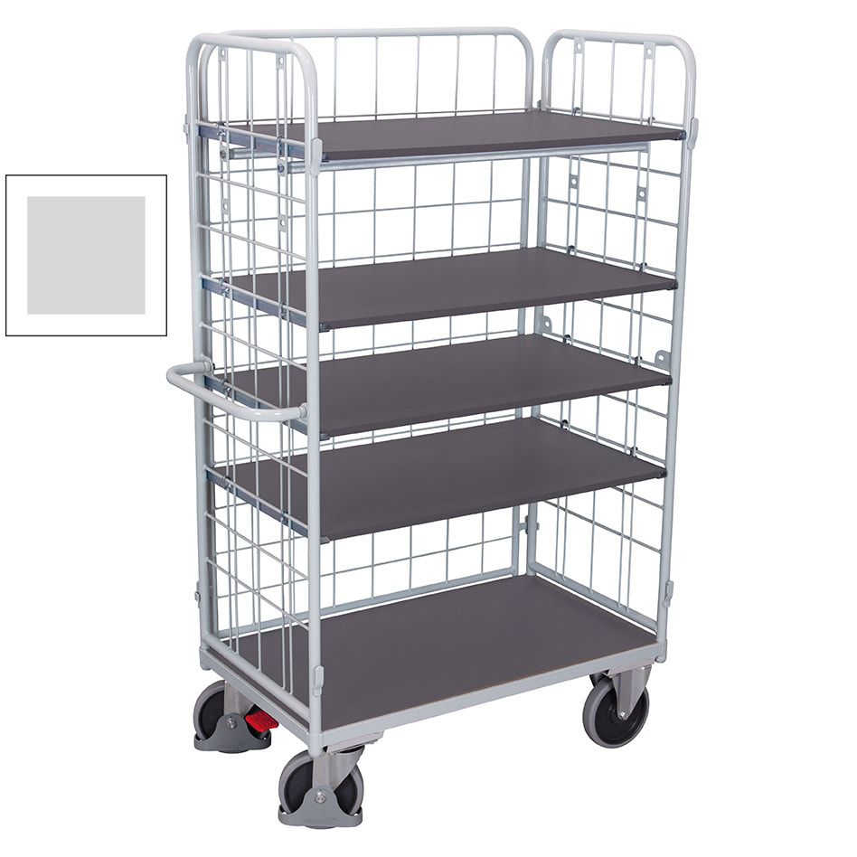 Etagenwagen - 3 Gitterwände - 5 Etagen - Ladefläche 500 x 850 mm (BxT) - Traglast 400 kg - anthrazitgrau
