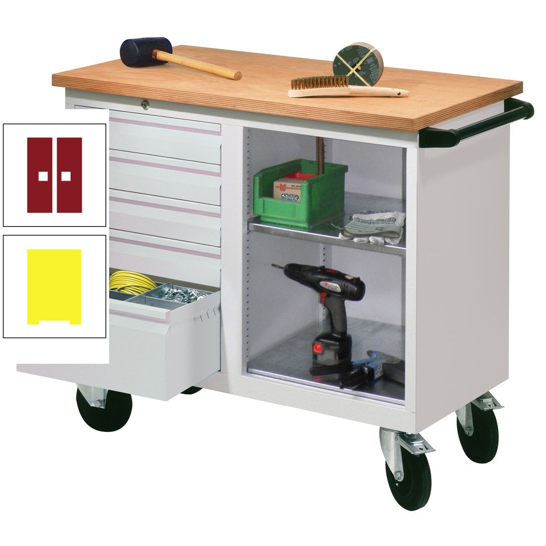 Mobile Werkbank - Werkstattwagen - 915 x 1.090 x 600 mm - 5 Schubladen und Ablagefach - anthrazitgrau