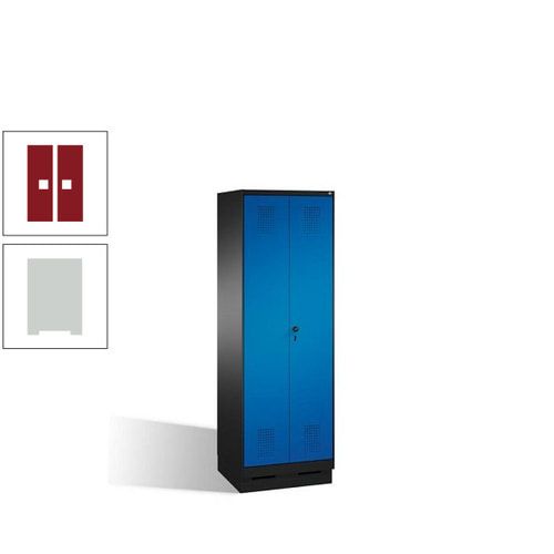 Doppel-Spind, Doppeltüren, Garderobenschrank mit Sockel, 2 Abteile a 300 mm, Korpus anthrazitgrau, Tür anthrazitgrau, 1.800 x 600 x 500 mm (HxBxT)