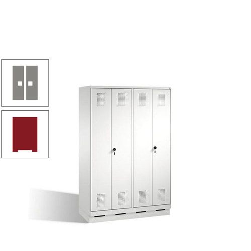 Doppel-Spind, Doppeltüren, Garderobenschrank mit Sockel, 4 Abteile a 300 mm, Korpus anthrazitgrau, Tür anthrazitgrau, 1.800 x 1.200 x 500 mm (HxBxT)