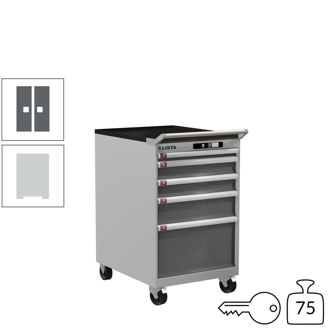 Lista Schubladenschrank - 14.374.010 - 990 x 564 x 725 mm (HxBxT) - 5 Schubladen - 75 kg - Key Lock - lichtblau (RAL 5012)