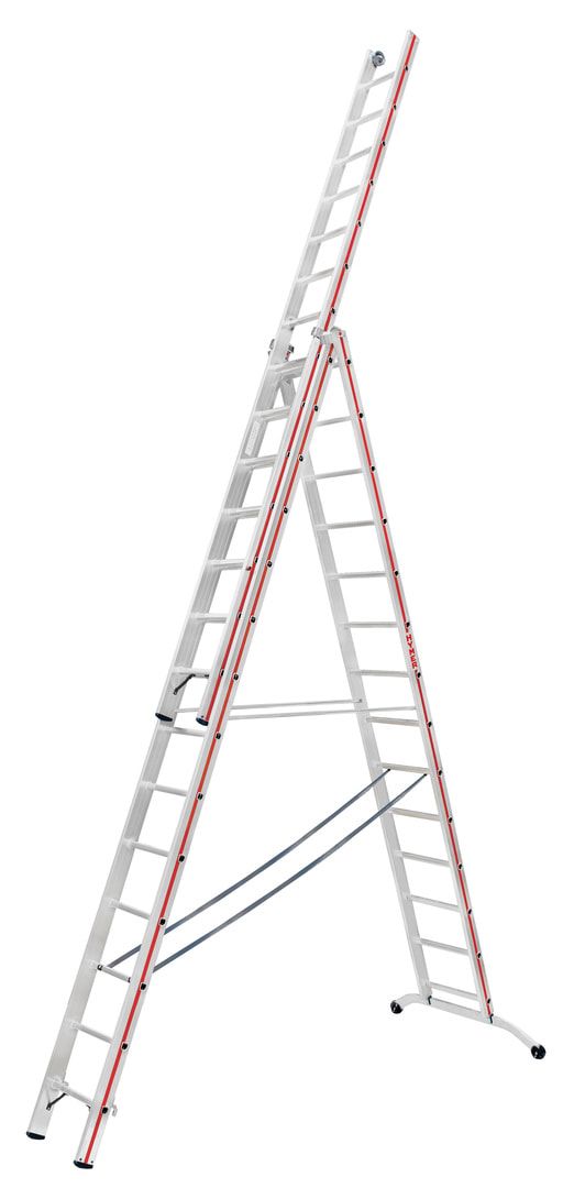 Aluminium-Allzweckleiter - dreiteilig - max. Länge 4.110 mm - gebogene Traverse - Aluleiter - Hymer