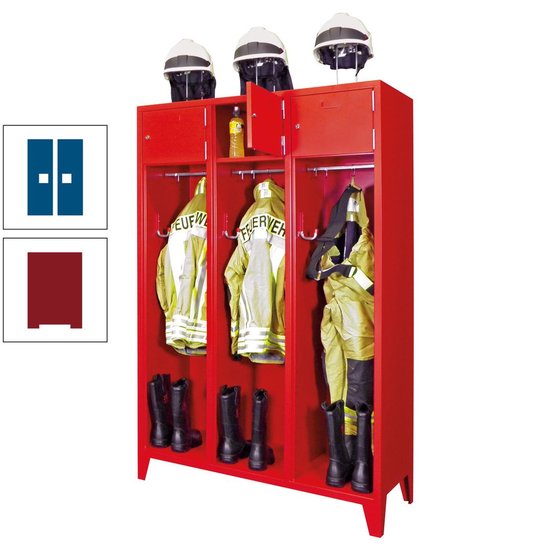 Feuerwehrschrank - 2 Abteile - Ablagefach mit Tür, Etikettenrahmen - 2.100 x 830 x 500 mm (HxBxT) - anthrazitgrau