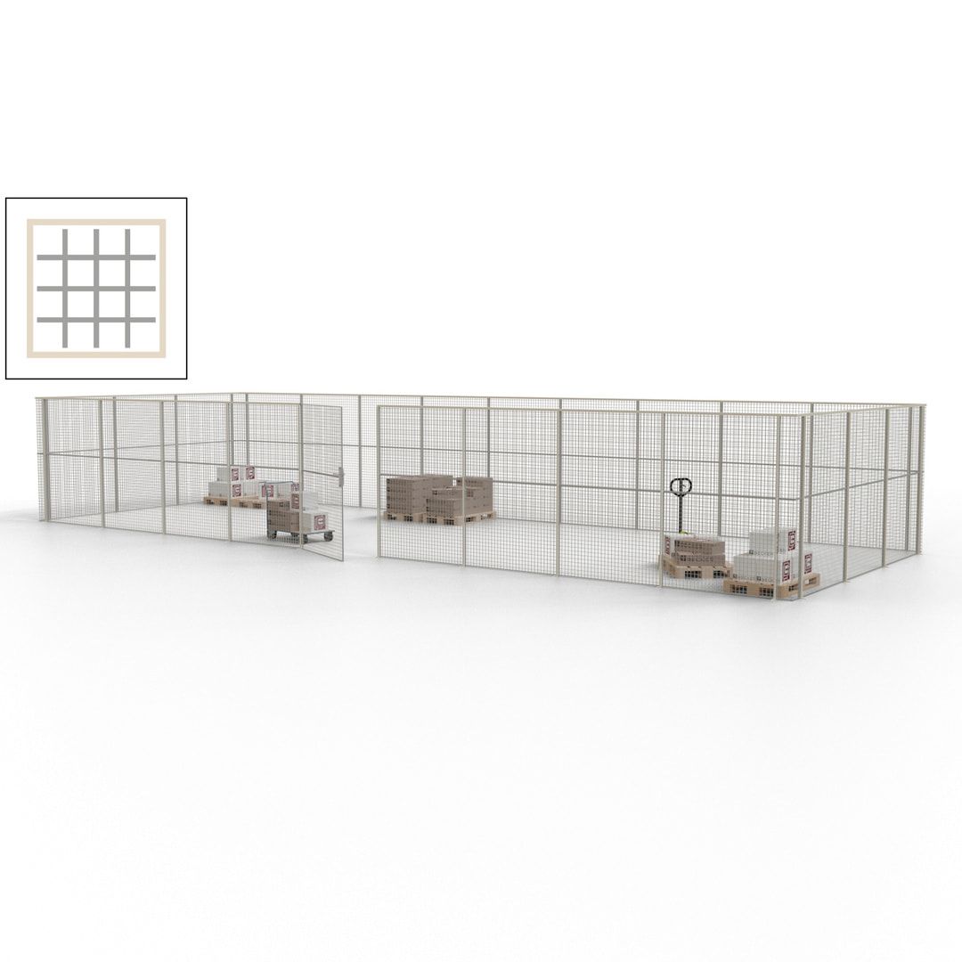 Maschinen Schutzgitter - Hallentrennwand - Sicherheitszaun - Tür - 36 m - 2.200 x 13.900 x 4.900 mm (HxBxT) - enzianblau