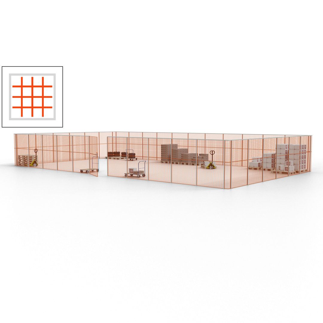 Maschinen Schutzgitter - Hallentrennwand - Sicherheitszaun - Tür - 51 m - 2.200 x 16.900 x 9.400 mm (HxBxT) - enzianblau