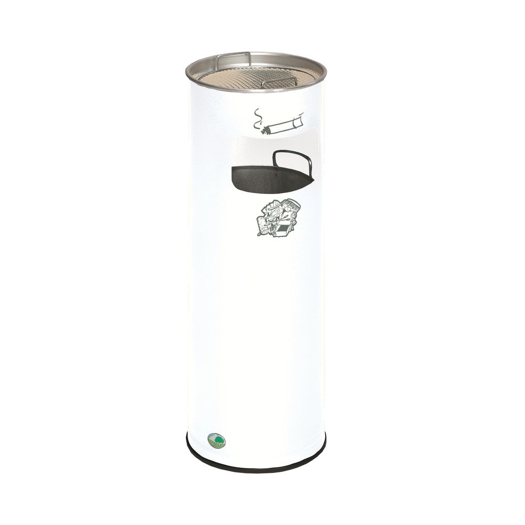 Abfallsammler mit Ascher - rund - Volumen 17 l - 660 x 230 x 230 mm (HxBxT) - Antik silber