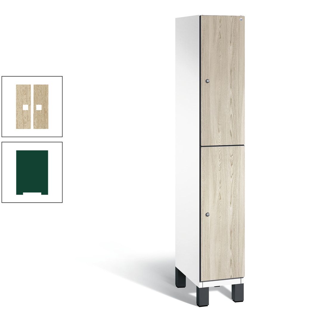 Fächerschrank, Garderobenschrank, mit Füßen, 1 Abteile, 1.980 x 300 x 525 mm (HxBxT), Korpus anthrazitgrau, Tür Donau-Ahorn
