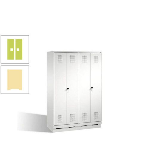 Doppel-Spind, Doppeltüren, Garderobenschrank mit Sockel, 4 Abteile a 300 mm, Korpus anthrazitgrau, Tür anthrazitgrau, 1.800 x 1.200 x 500 mm (HxBxT)