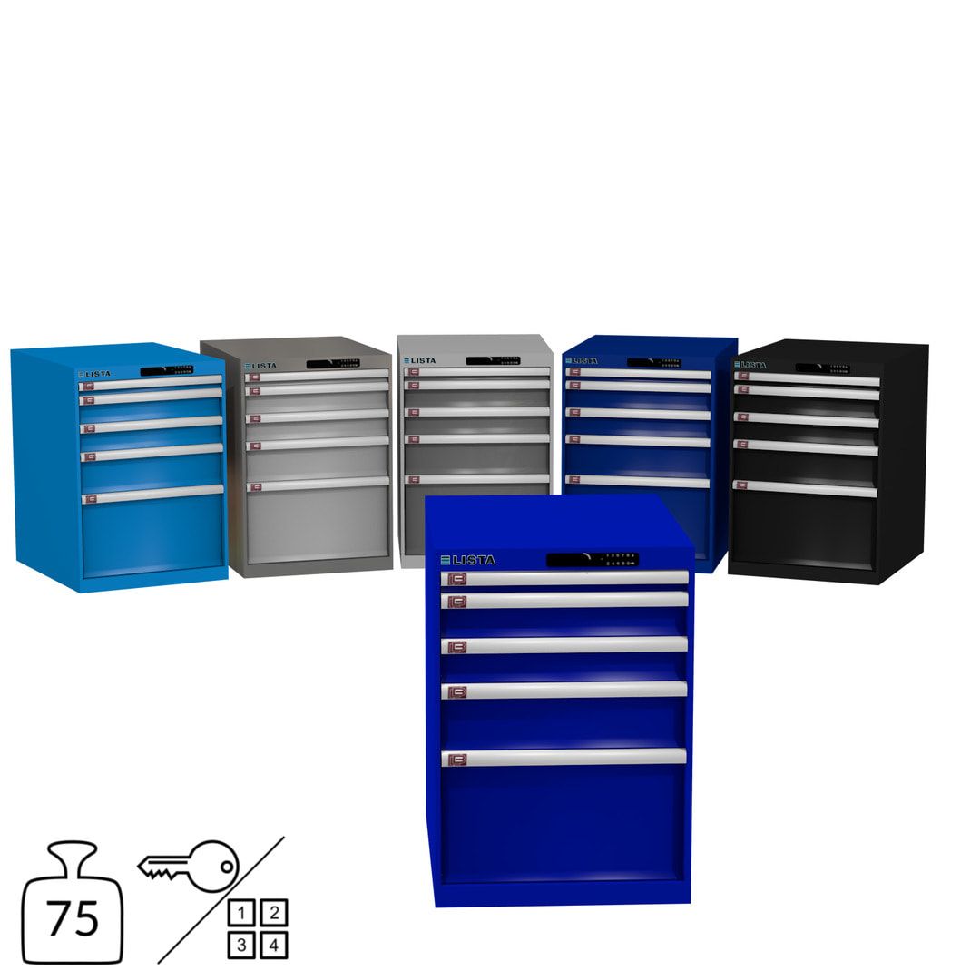 Lista Schubladenschrank - 14.368.010 - 800x564x725 mm (HxBxT) - 5 Schubladen - 75 kg - Key Lock - lichtblau (RAL 5012)