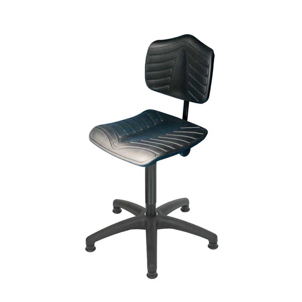 Arbeitsstuhl - ergonomische Polster - Sitzhöhe 440-630 mm - PU supersoft, schwarz - Kunststoff Fußkreuz - Gleiter
