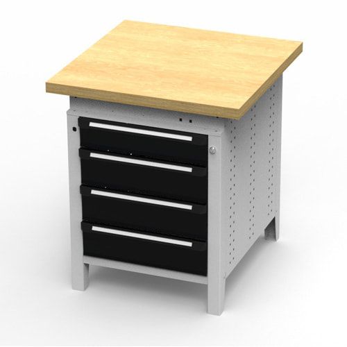 OTTOKIND Werkbank - Arbeitsplatte bündig - 850 x 605 x 750 mm (HxBxT) - 4 Schubladen - lichtgrau