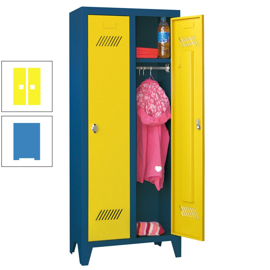 Spindschrank f. Kindergärten - mit Füßen - Höhe 1.300 mm - 2 Abteile a 250 mm - Zylinderschloss - anthrazitgrau