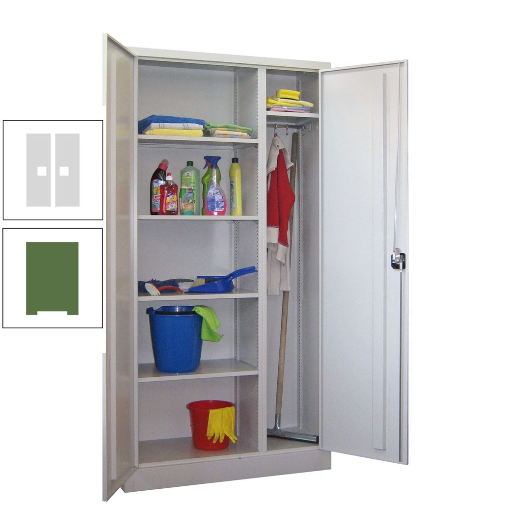 Putzschrank mit Trennwand - 1.950x1.000x400 mm (HxBxT) - Böden pulverbeschichtet - anthrazitgrau