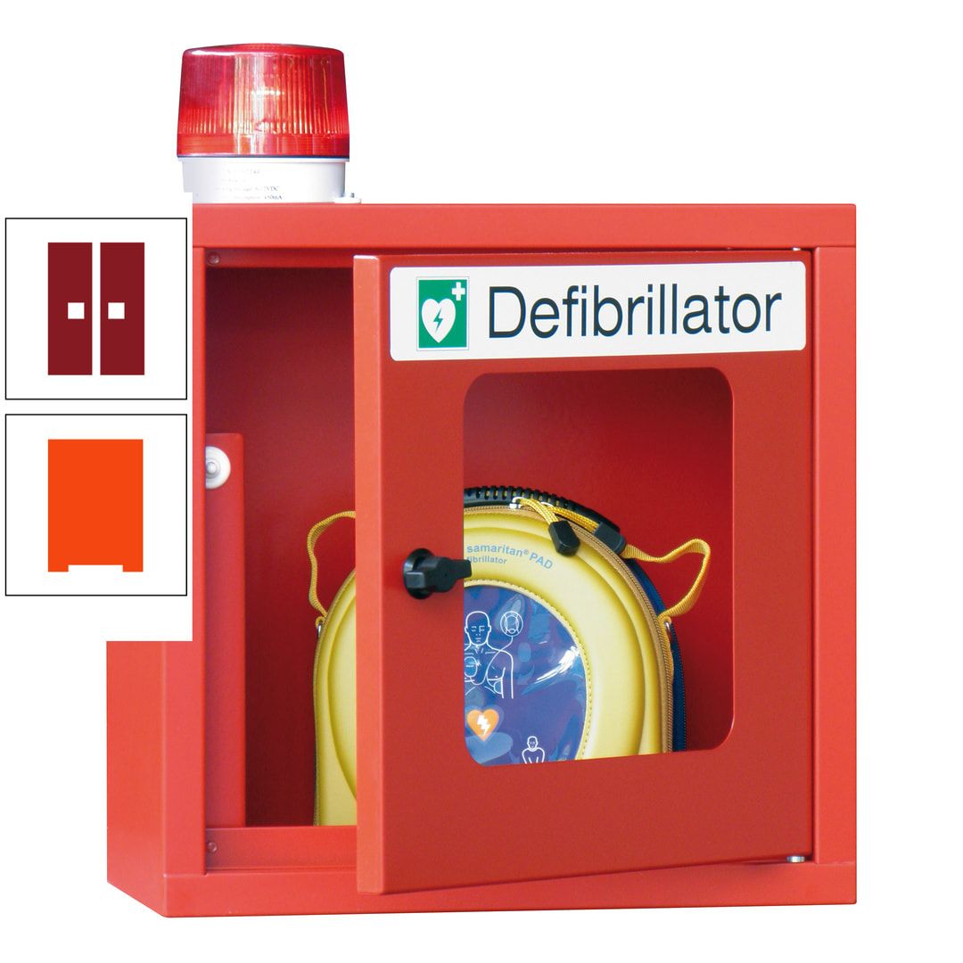 Defibrillatorenschrank mit akustischem und optischem Alarm - 490 x 400 x 200 mm (HxBxT) - Sichtfenster - anthrazitgrau