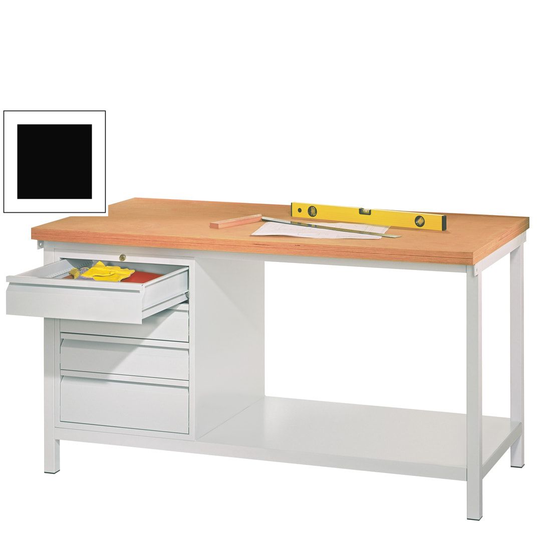 Werkbank - 1 Schubladenblock - 900 x 2.000 x 700 mm (HxBxT) - anthrazitgrau