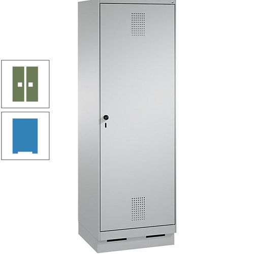 Doppel-Spind, Garderobenschrank, 1 Tür für 2 Abteile a 300 mm, Korpus anthrazitgrau, Türen anthrazitgrau, 1.800 x 600 x 500 mm (HxBxT)