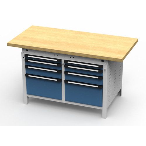 OTTOKIND Werkbank - bündige Arbeitsplatte - 850 x 1.150 x 750 mm (HxBxT) - 8 Schubladen - lichtgrau