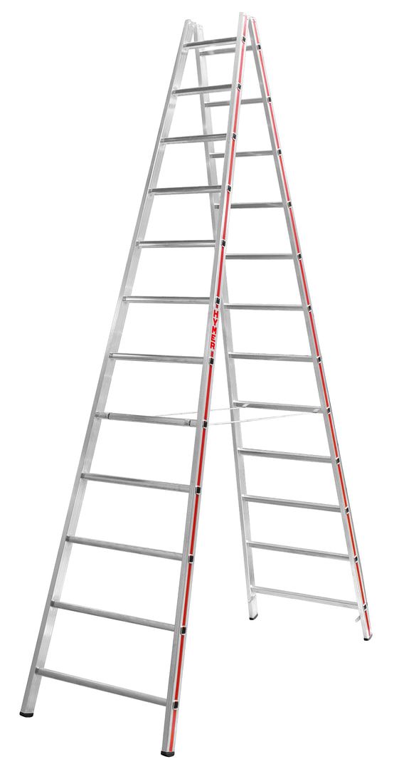 Aluminium-Sprossenstehleiter - Länge 1.470 mm - beidseitig begehbar - Aluleiter Hymer