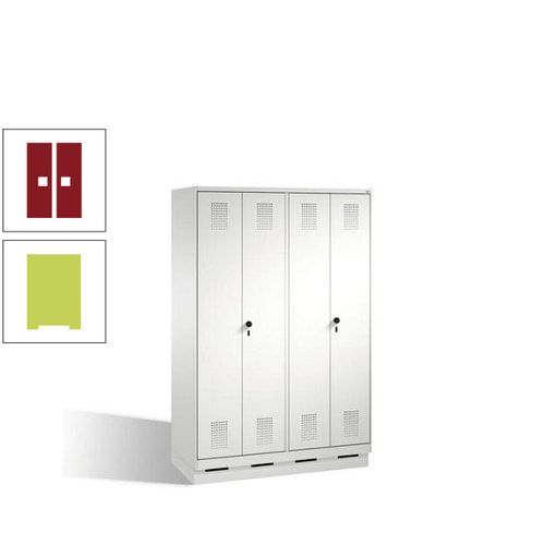 Doppel-Spind, Doppeltüren, Garderobenschrank mit Sockel, 4 Abteile a 300 mm, Korpus anthrazitgrau, Tür anthrazitgrau, 1.800 x 1.200 x 500 mm (HxBxT)