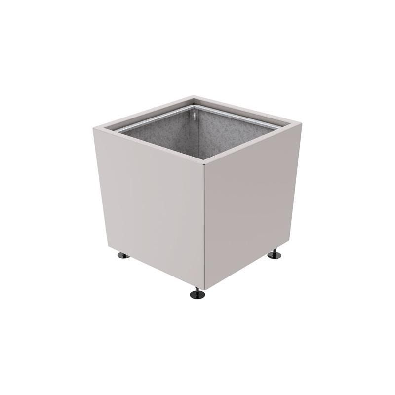 Pflanzkübel, 2 mm Stahlblech fvz, innen Blech feuerverzinkt mit Verladungsgriffen, verstellbare Füße, 760 x 785 x 785 mm (HxBxT), enzianblau
