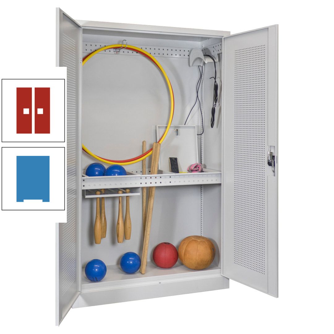 Sportschrank - Lochfeldtüren - Variante 1 - 1.950x1.200x500 mm (HxBxT) - anthrazitgrau