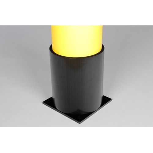 Rammschutz-Poller aus Spezialkunststoff absorbiert durch Verformung, Höhe 1.200 mm, Durchmesser 225 mm, Farbe gelb, drehbare Manschette, zum Aufdübeln