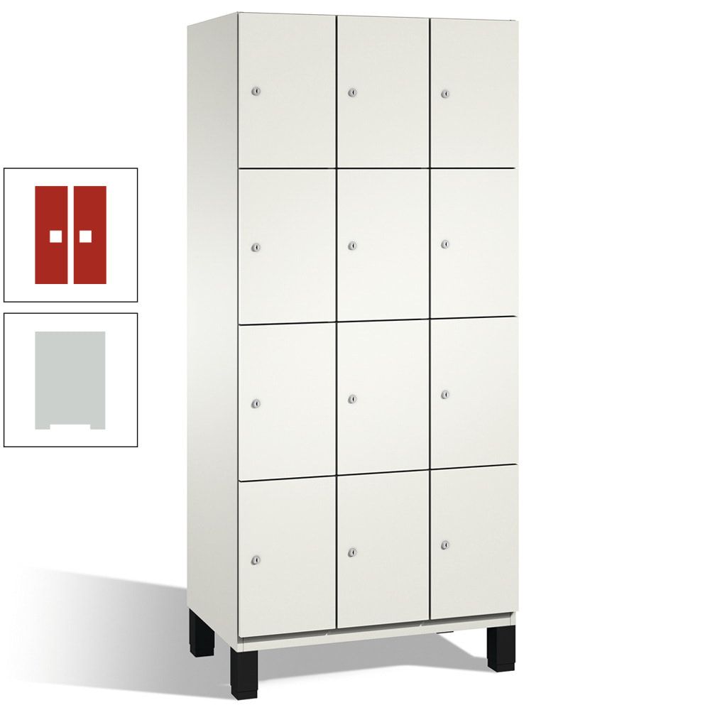 Fächerschrank, Stahlschrank, 12 Fächer, Türöffnungsbegrenzer, mit Füßen, Korpus lichtgrau, Tür anthrazitgrau, 1.980 x 900 x 525 mm (HxBxT)