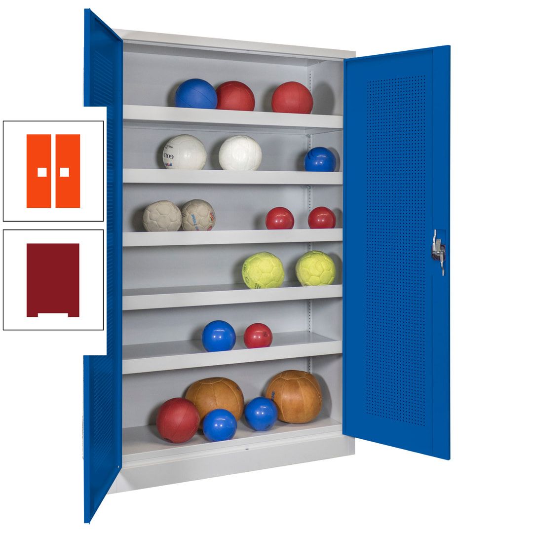 Ballschrank - Lochfeldtüren - 5 Böden - 1.950x1.200x500 mm (HxBxT) - anthrazitgrau