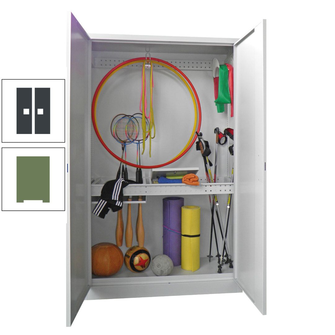 Sportschrank - Vollblechtüren - Variante 1 - 1.950x1.200x500 mm (HxBxT) - anthrazitgrau