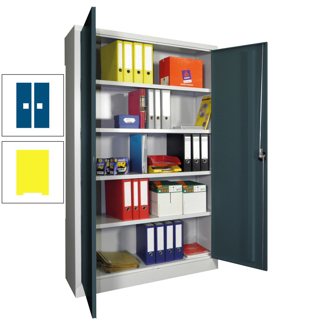 Aktenschrank - Vollblechtüren - 1.950x1.200x400 mm (HxBxT) - 4 Einlegeböden verzinkt - Zylinderschloss - anthrazitgrau