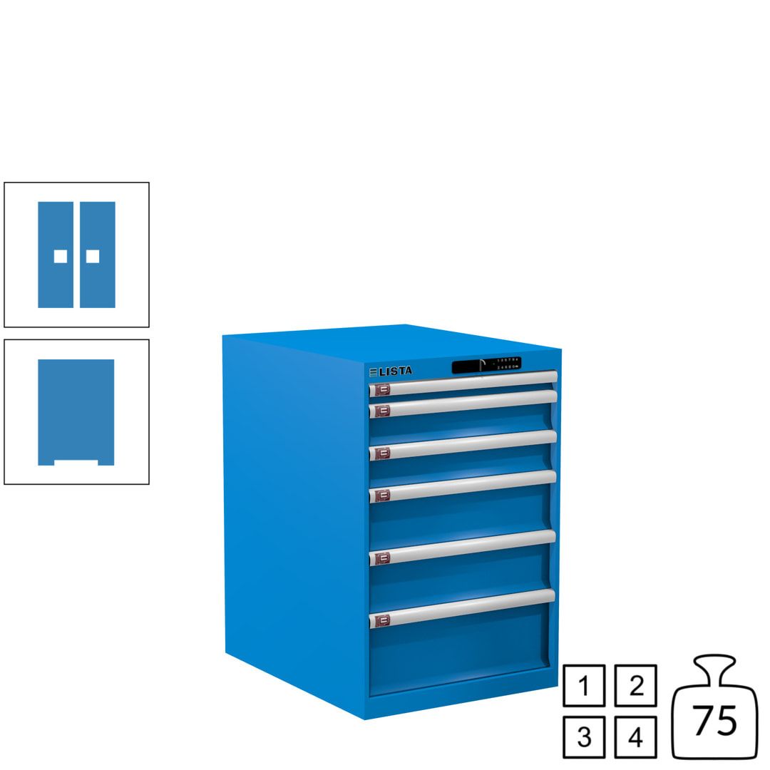 Lista Schubladenschrank - 14.407.010 - 850x564x725 mm (HxBxT) - 6 Schubladen - 75 kg - Key Lock - lichtblau (RAL 5012)