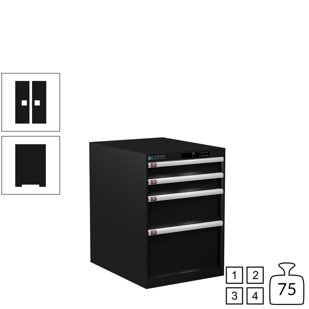Lista Schubladenschrank - 14.371.010 - 800x564x725 mm (HxBxT) - 4 Schubladen - 75 kg - Key Lock - lichtblau (RAL 5012)