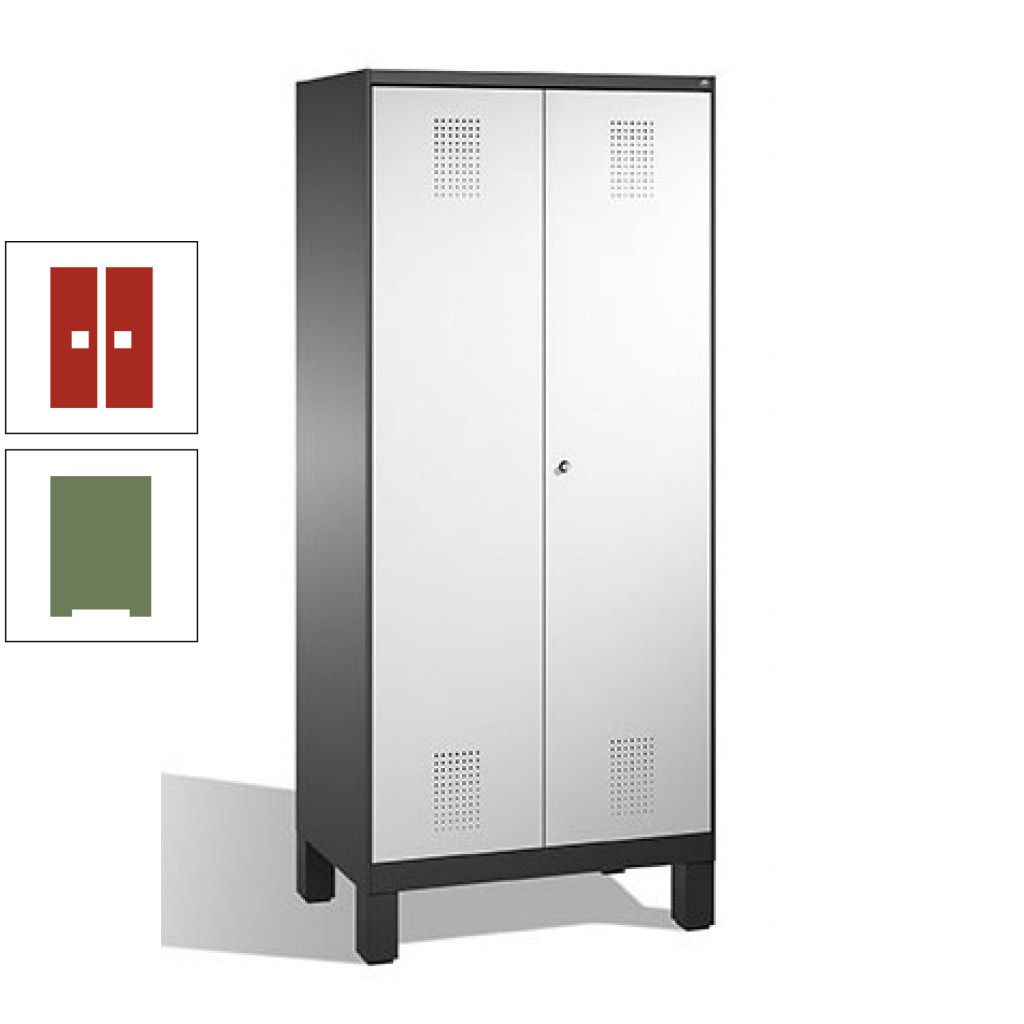 Mehrzweckschrank, Doppeltüren, auf Füßen, 2 Abteile a 400 mm, Korpus anthrazitgrau, Tür anthrazitgrau, 1.850 x 800 x 500 mm (HxBxT)