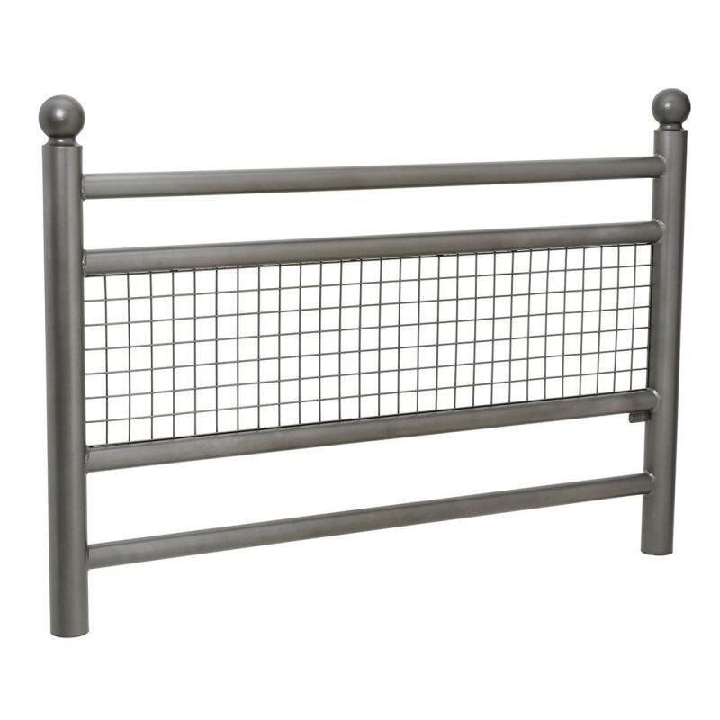 Geländer 2 Stahlrohre und Gitter - 1.000 x 1.572 mm - Pfosten mit Edelstahlkopf - Farbe enzianblau - Außengeländer Systemgeländer