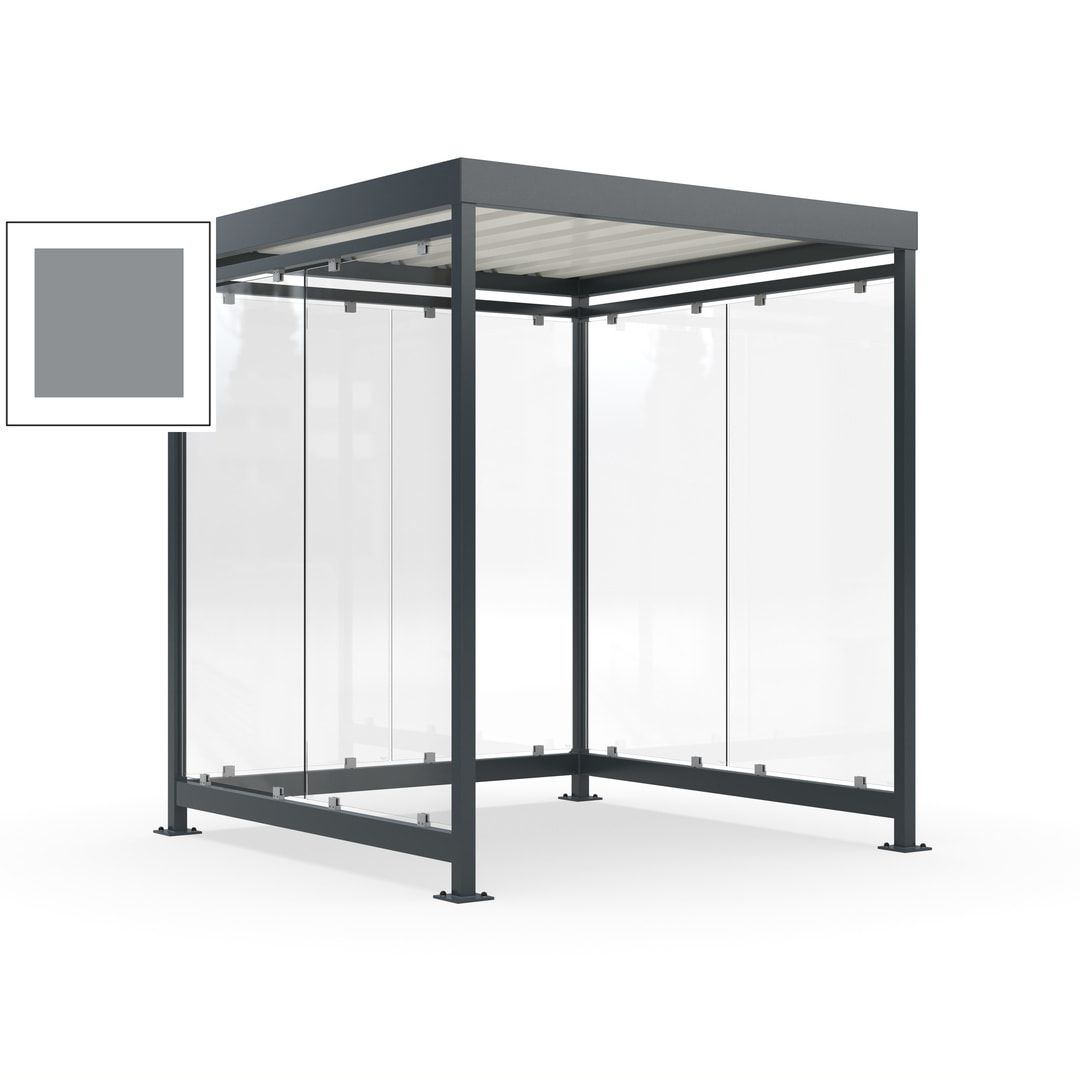 Raucherunterstand, Bushaltestelle, 6-7 Personen, 6 Wände, 2.510 x 2.165 x 2.165 mm (HxBxT), Achatgrau