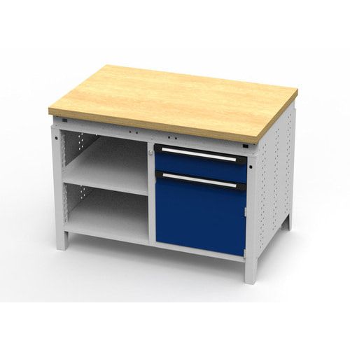 OTTOKIND Werkbank - bündige Arbeitsplatte - 850 x 1.150 x 750 mm (HxBxT) - 1 Schublade - Schrank - 2 Ablageböden - lichtgrau