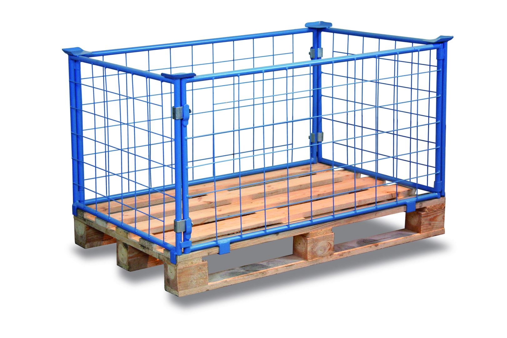 Palettenaufsatzrahmen für Europalette - 1.500 kg - Höhe 400 mm - 4-fach stapelbar - Gitter - lichtblau