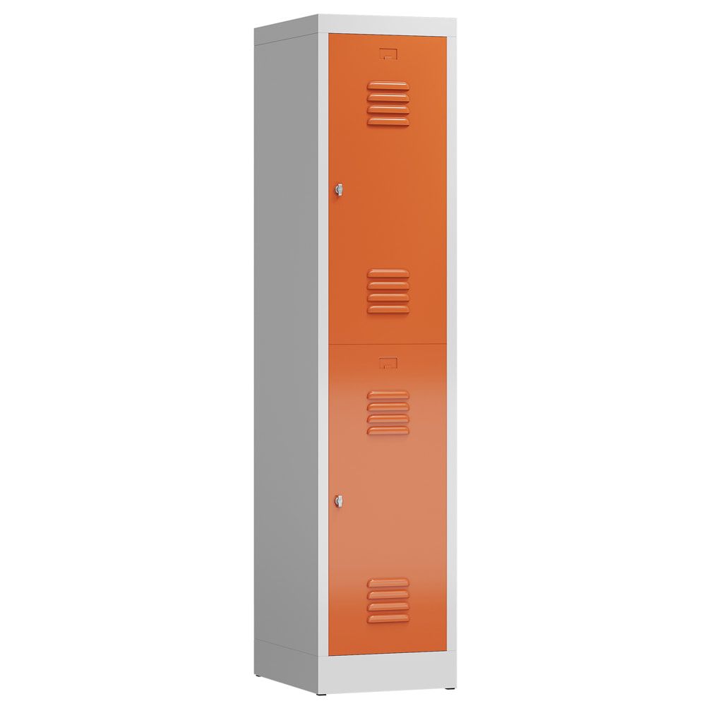 Garderobenschrank, Doppelstockspind, 1 Abteil, 2 Fächer, 1.800 x 415 x 500 mm (HxBxT), Drehriegel, Stahl, Korpus: lichtgrau, Front: anthrazitgrau
