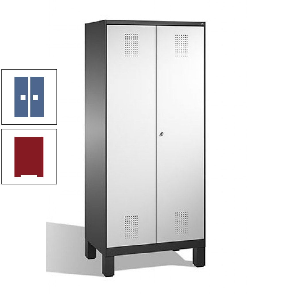 Mehrzweckschrank, Doppeltüren, auf Füßen, 2 Abteile a 400 mm, Korpus anthrazitgrau, Tür anthrazitgrau, 1.850 x 800 x 500 mm (HxBxT)