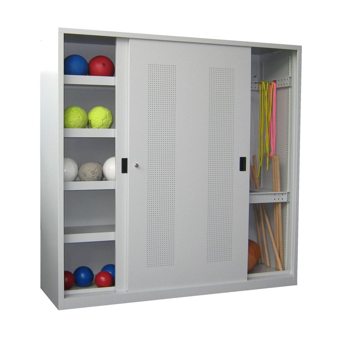 Ballschrank - Schiebetüren - Trennwand - 8 Böden - 1.950x1.500x600 mm (HxBxT) - anthrazitgrau