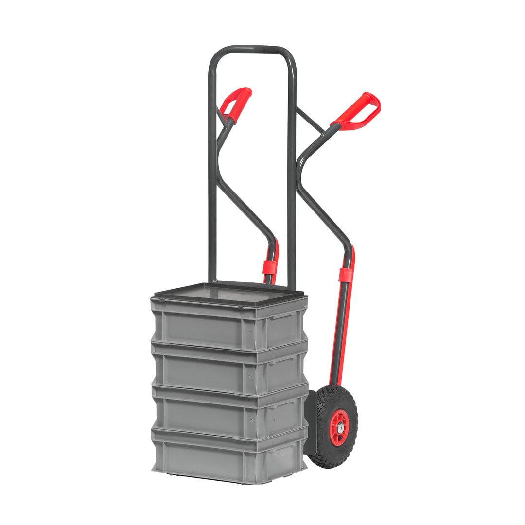 Fetra - Alukarre - 200 kg - Schaufel 320 x 250 (BxT) mm - Kunststoff-Gleitkufen - Luftbereifung