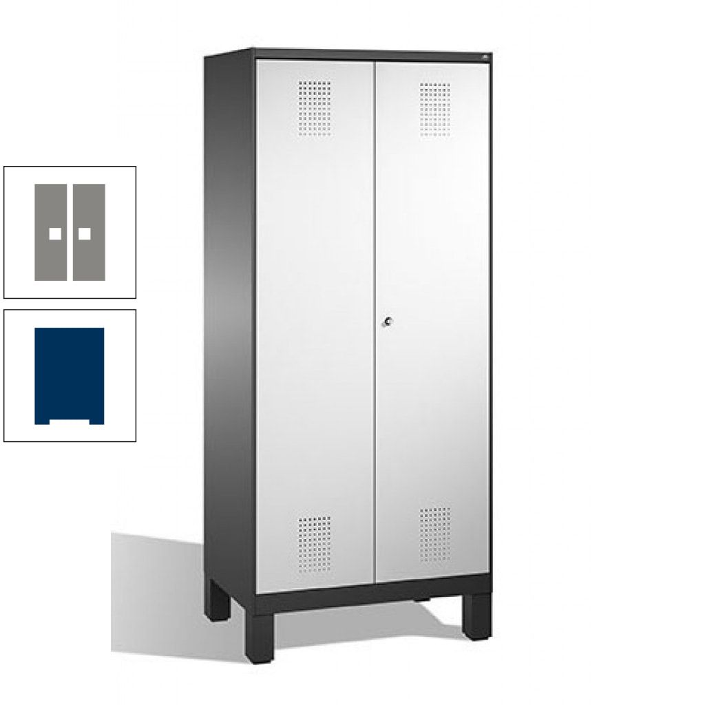 Mehrzweckschrank, Doppeltüren, auf Füßen, 2 Abteile a 400 mm, Korpus anthrazitgrau, Tür anthrazitgrau, 1.850 x 800 x 500 mm (HxBxT)