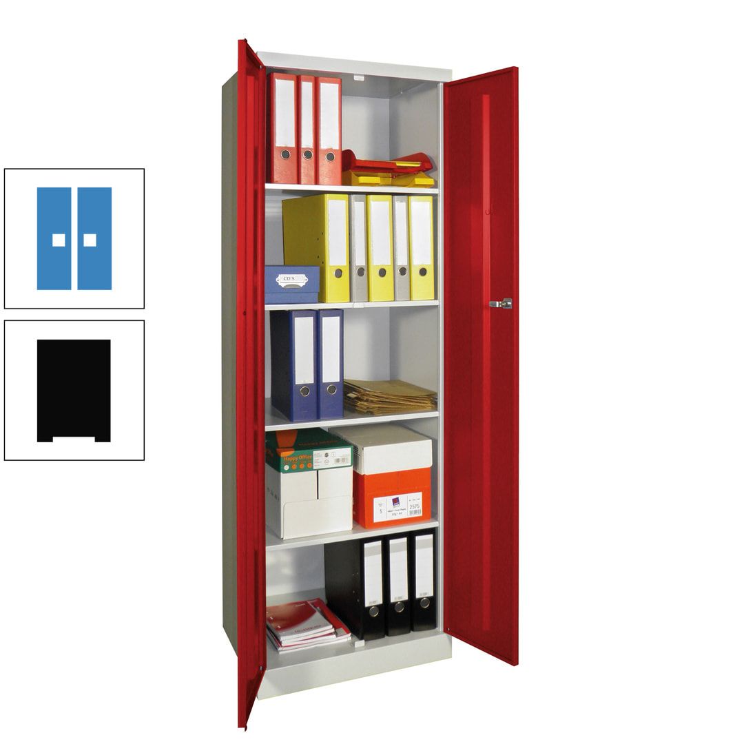 Aktenschrank - Sockel - 4 Böden - 1.800x600x500 mm (HxBxT) - Zylinderschloss - anthrazitgrau