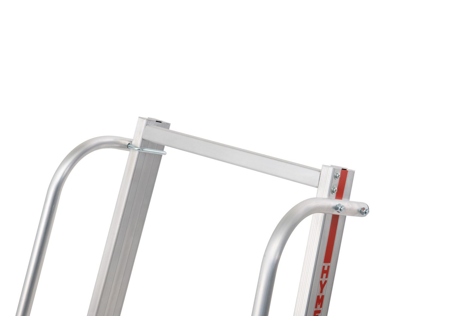 Plattformleiter mit langem Handlauf, Aluminium, Stehleiter, ohne Rollen, Rutschhemmung R11, Leiterlänge 2.100 mm, 4 Stufen, Traglast 150 kg, Hymer