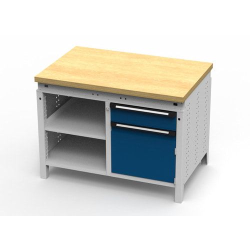 OTTOKIND Werkbank - bündige Arbeitsplatte - 850 x 1.150 x 750 mm (HxBxT) - 1 Schublade - Schrank - 2 Ablageböden - lichtgrau
